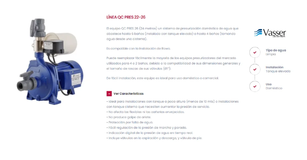 Bombas presurizadoras para tanque cisterna